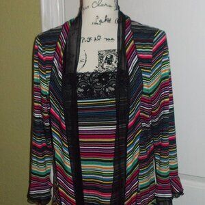 Simon Chang Striped 2 Piece Blouse XL